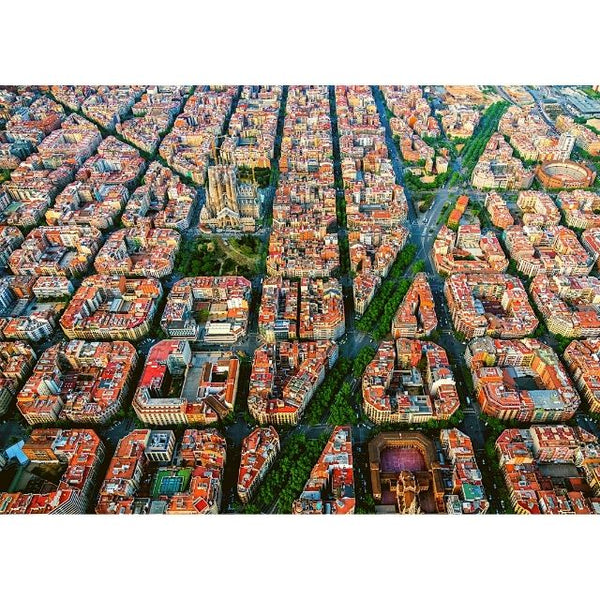 Puzzle image with Aerial view of detailed architecture in Barcelona Spain 1000 piece jigsaw puzzle by Sorus Puzzles