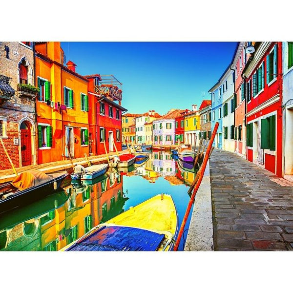 Puzzle image of Colorfully Painted Venice Italy Canal 1000 piece jigsaw puzzle by Sorus Puzzles